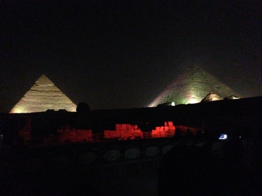 The pyramids at night