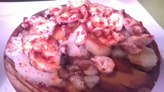 Pulpo a la gallega... Boiled octopus with sea salt and paprika