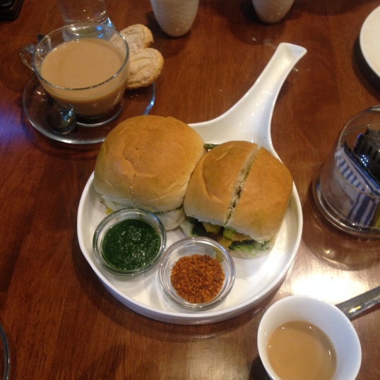 Masala chai with lemongrass washed down with Bombay vada pav